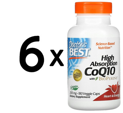 6 x Doctors Best High Absorption CoQ10 with BioPerine, 200mg - (757,56 EUR/kg)