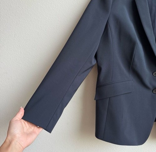 Hugo Boss Jiletara Schurwolle Marineblau Zwei Knopf Blazer Büro Mantel Gr. 14 - Bild 4 von 8