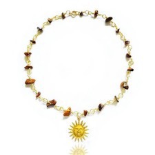 Tiger Eye Necklace Real Crystal Healing Stone Protection Choker Necklace Yello