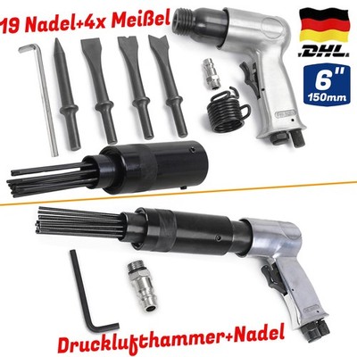 Druckluft Meißelhammer Nadelentroster mit Ersatzkopf Nadelpistole Entroster Satz