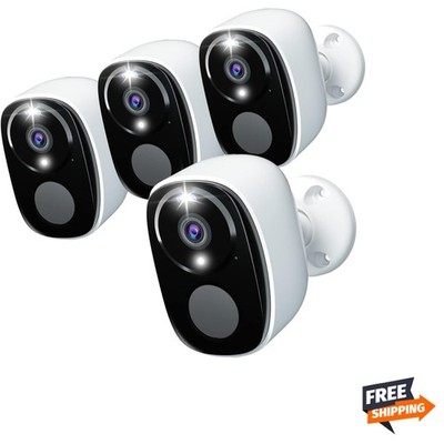 4Pack Security Cameras Wireless Outdoor, 2K Battery Powered WiFi Security Ind...