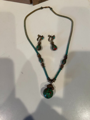 Vintage  Miriam Haskell  Multi-disk Necklace w/ Beads & Drop Earrings set NICE