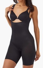 SPANX Black SZ M Open-Bust Mid-Thigh Bodysuit 10244R Open Pack
