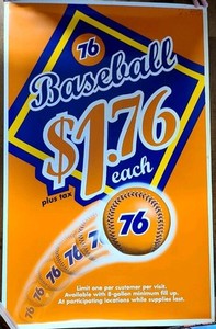 76 Baseball Advertisement Sign 44"x28"