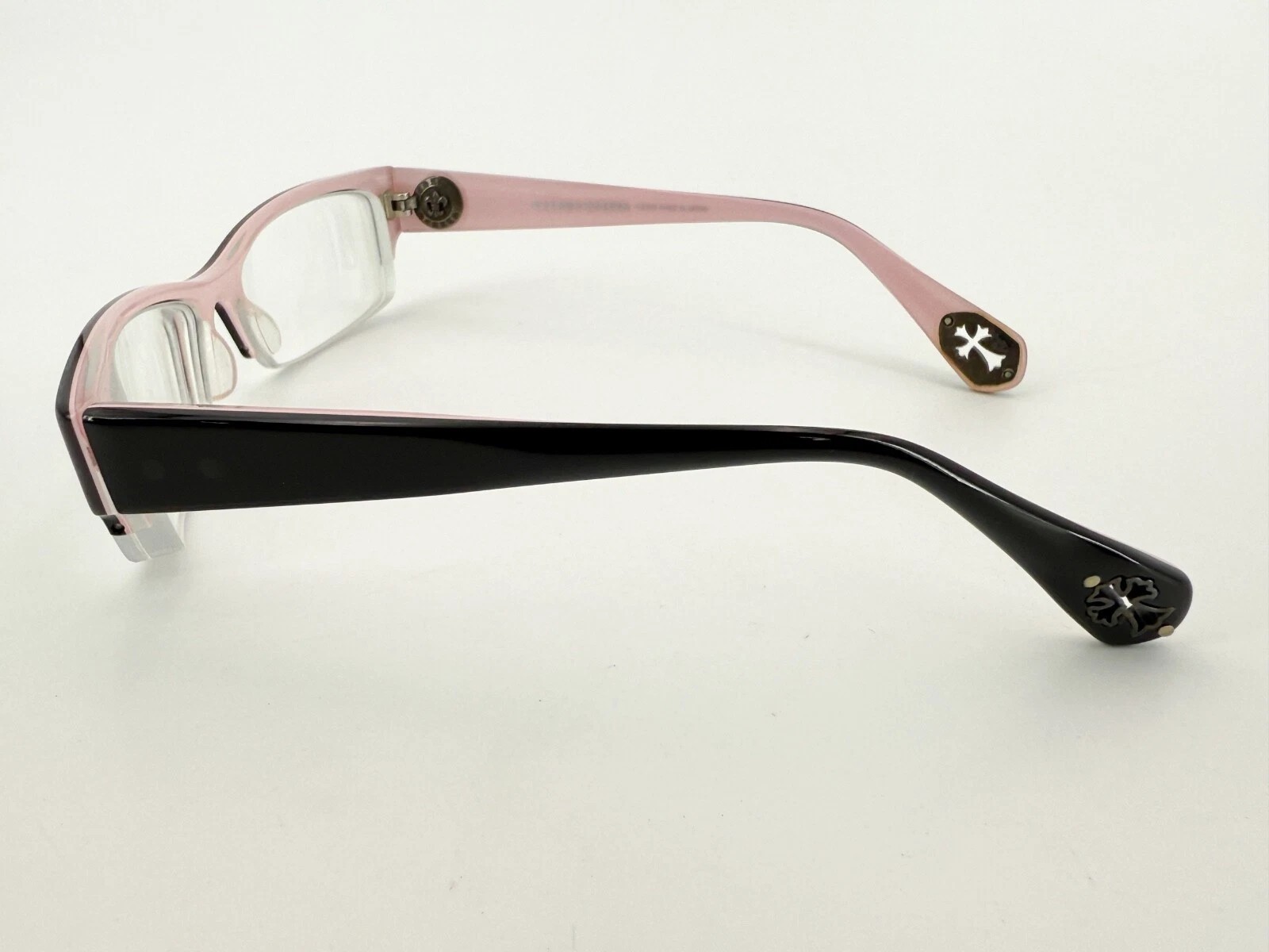 CHROME HEARTS Twiggy Glasses Black Pink Cross Sterling Silver Frames Only thumbnail 3