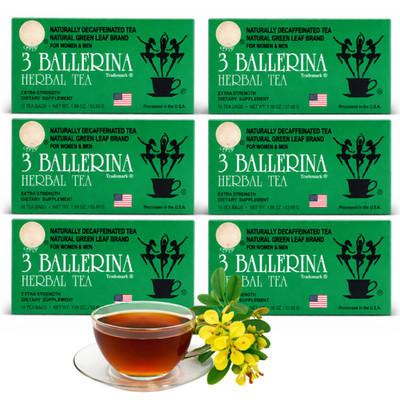 3 Ballerina Tea Dieters Drink, Extra Strength Herbal Tea Bags, Pack of 6