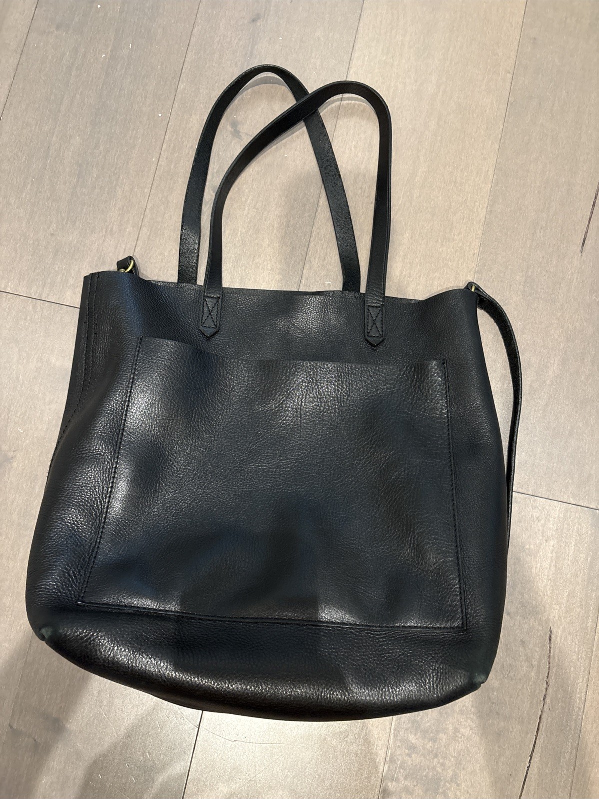Madewell Transport Tote Medium Black Leather Matching Wallet
