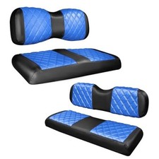 Golf Cart Diamond Seat Covers 4-Piece Golf Cart Seat Covers Set Blue and Black