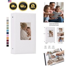 4x6 Photo Album,300 Pockets,Linen Cover with Window,White