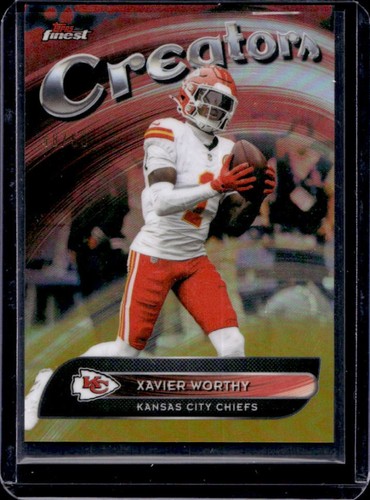 2025 Topps Finest Xavier Worthy Creators Gold Refractor #/50 Chiefs