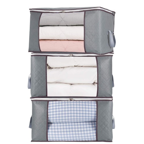 3Pcs Jumbo Zippered Storage Bag for Closet King Comforter, pillow, quilt, bed...