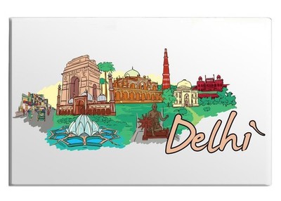 Fridge Magnet Delhi Red Fort Qutb Minar Humayuns Tomb Lotus Temple India Gate