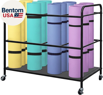 Yoga Mat Rack Storage Basket with Wheels,All-In-One Organizer for Yoga Mat Holde