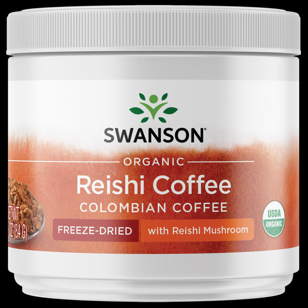 Сублимированный органический гриб Рейши и растворимый кофе Swanson для поддержания иммунитета 5390₽