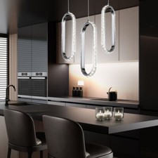 Pendelleuchte Hängelampe Esszimmerleuchte dimmbar LED Chrom Kristalle 3er Set