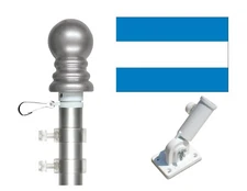 Argentina No Seal  3'x5' Poly Flag & Spinner Flagpole Set w/Adjustable Bracket