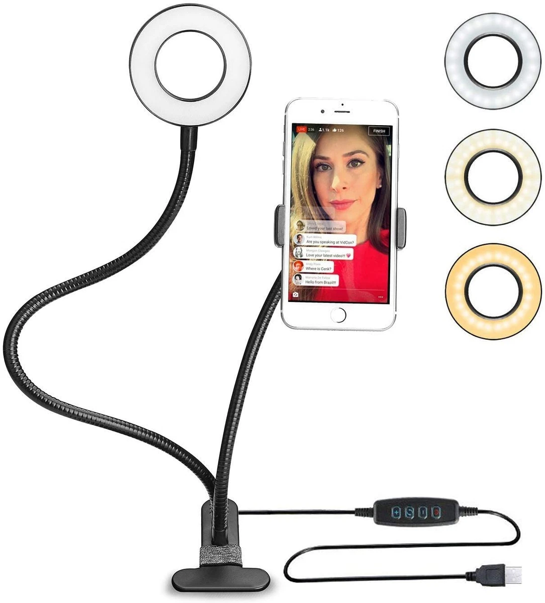 Selfie ring light with sale cell phone holder