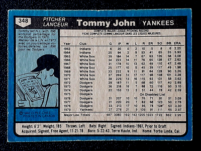 TOMMY JOHN 1980 O-PEE-CHEE #348 VGEX+/EX 65765 | eBay