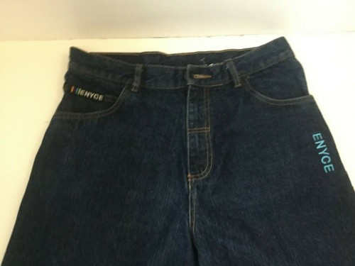 ENYCE Boys Size 20 Baggy Long Jean Shorts Logo Colorful Embroidered Pockets - Picture 5 of 5