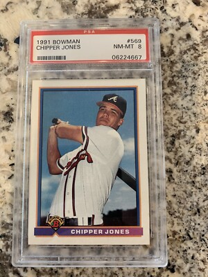 1991 Bowman Chipper Jones PSA 8 Rc Braves HOF Near Mint Mint Rookie ...