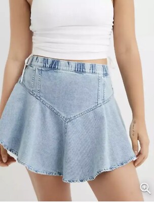 NWT Aerie Denim Circle Mini Skirt Womens L