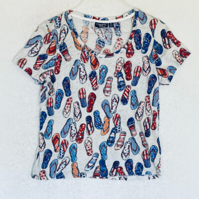 Onque Casual Short Sleeve Tee Top Flip Flop Design PL