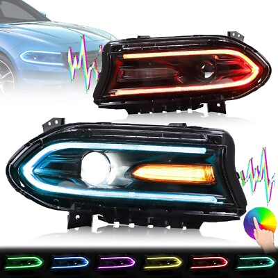 RGB Projector Headlights For 2015-2021 Dodge Charger With Color Changing System