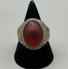 Ancient Ring with Glass Stone Roman Empire 27 BC-476 AD. Bronze