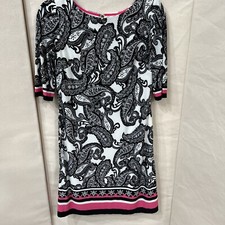 Eliza J Dress Paisley Print Exposed Gold Zipper Knee Length Shift Size 4