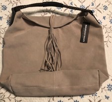 Marizio Taiuti Gray Suede Leather Shoulder Tote Bag Purse Boho Italy Nwt