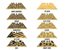 Serrated Utility Knife Blade Replacements for Box Cutter Steel Engraved Gold