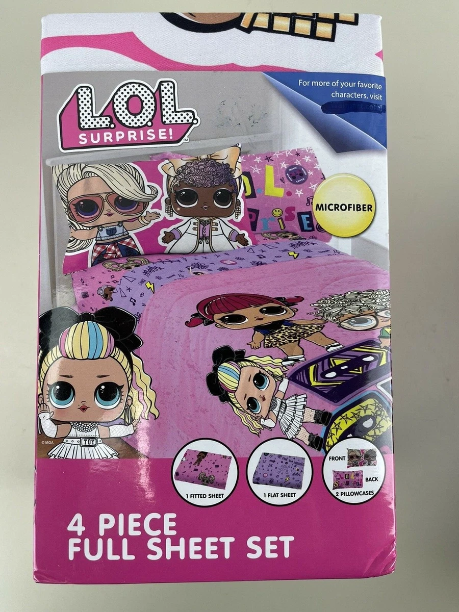 L.O.L. Surprise 4 Piece Full Size Microfiber NEW Remix Sheet Set Kids Bedding