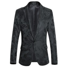 Hommes Floral Jacquard Costume Veste Blazer Robe Manteau Dîner Scène Déguisement