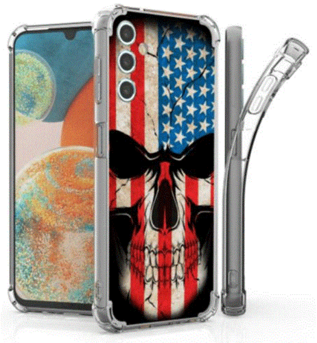 Blue Red Flag Skull Slim flexible Gel Clear Cover Case For Samsung Galaxy A14 5G - Picture 6 of 9