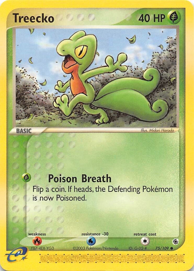 Treecko 75/109 - NON-HOLO - EX Ruby and Sapphire - e-READER Pokemon Card - NM