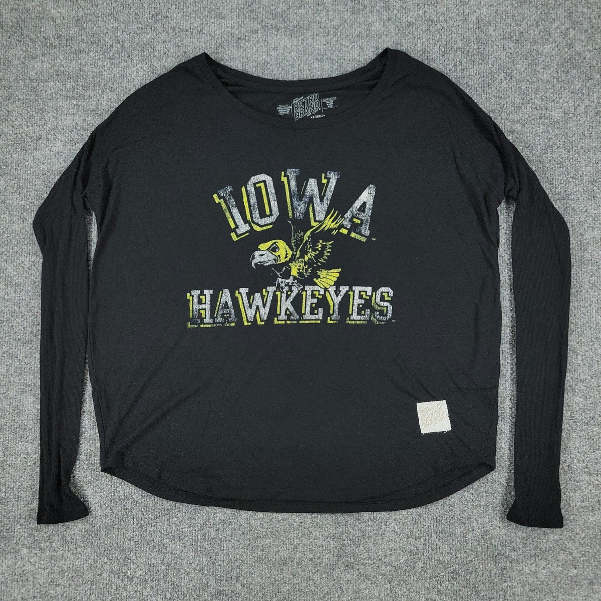 売れ筋商品|||コロシアム カットソー トップス レディース Women's Black Distressed Iowa Hawkeyes Heather Long Sleeve Hoodie T-shirt Black Iowa Hawkeyes Shirt Women's XS Black NCAA University Graphic