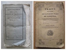 TRAITE DE LA PARTIE D'ART DU CADASTRE, 1827 (arpentage Auvergne) + Lois, décrets