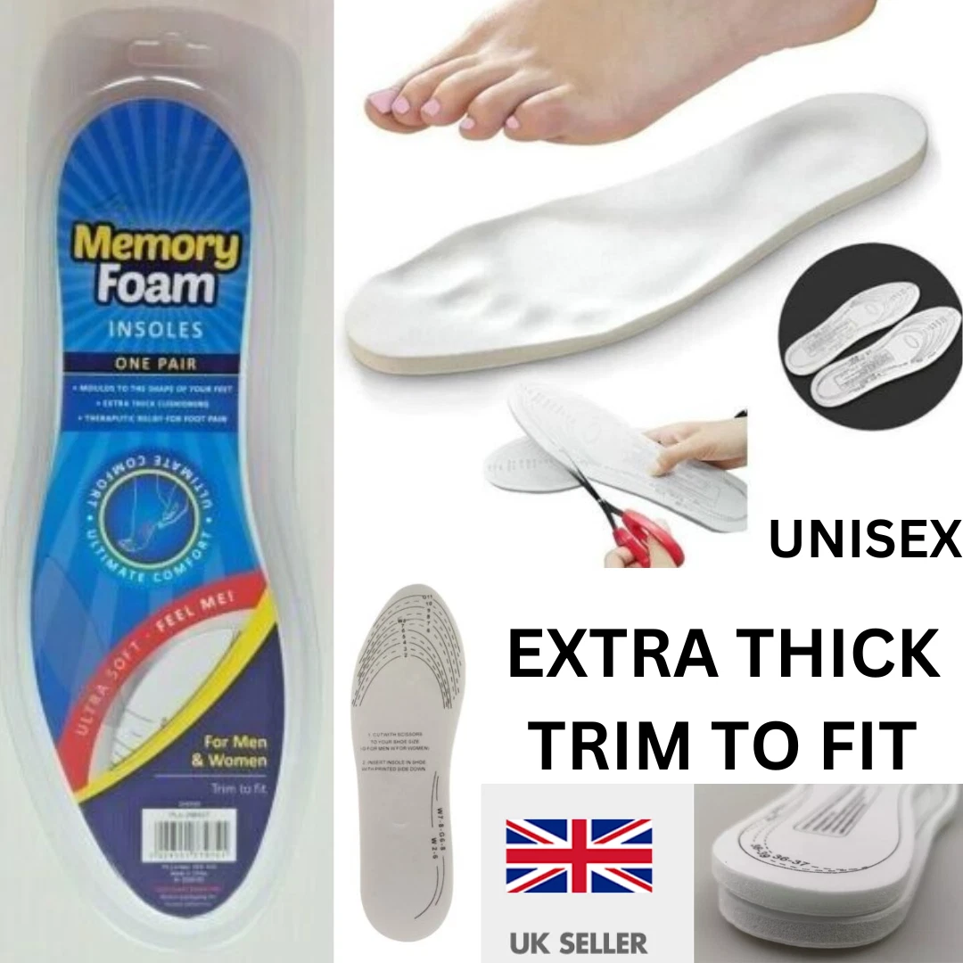 EXTRA THICK CUSHIONING MEMORY FOAM THERAPUTIC SHOE BOOT INSOLES