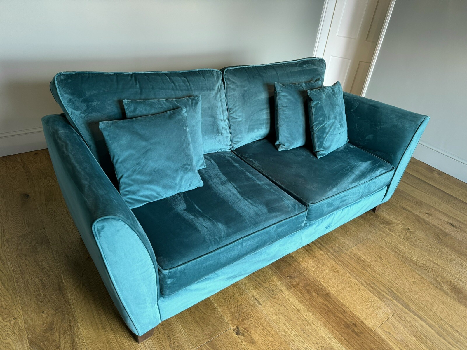 3 Seater SOFOLOGY CANTERBURY Sofa In TEAL VELVET RRP £1099 BARELY USED eBay