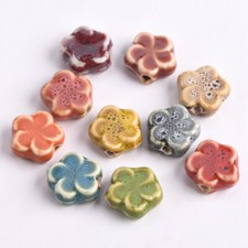 20pcs Flower 16mm Fancy Glaze Handmade Ceramic Porcelain Loose Beads Lot