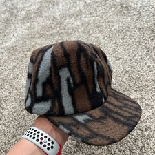 RARE Vintage Menra Mills Camo Arctic Fleece Hat Adult Size L Brown