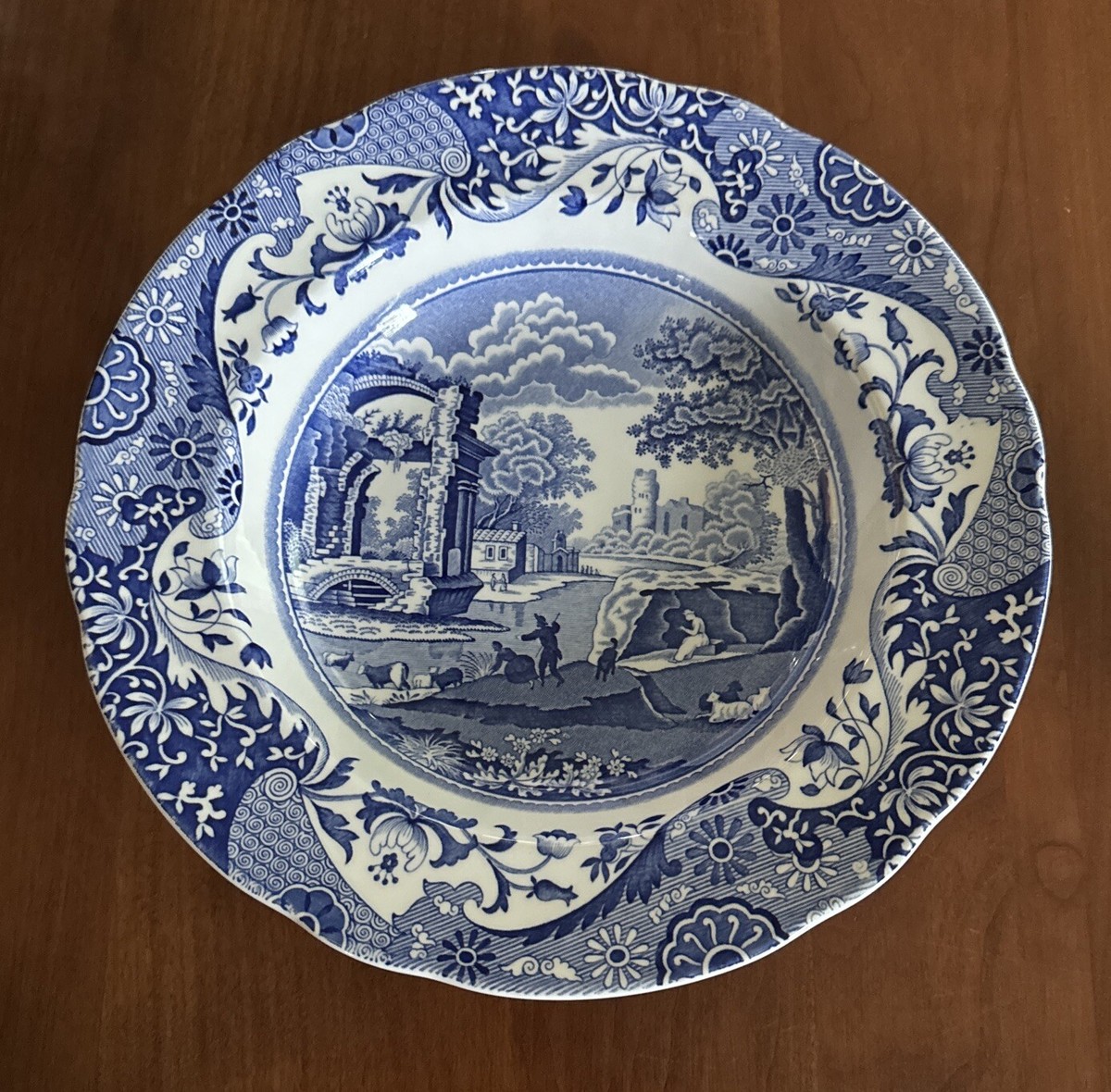 Spode Italian Blue, Pasta Bowl w/ 1” Lip, Microwave Safe