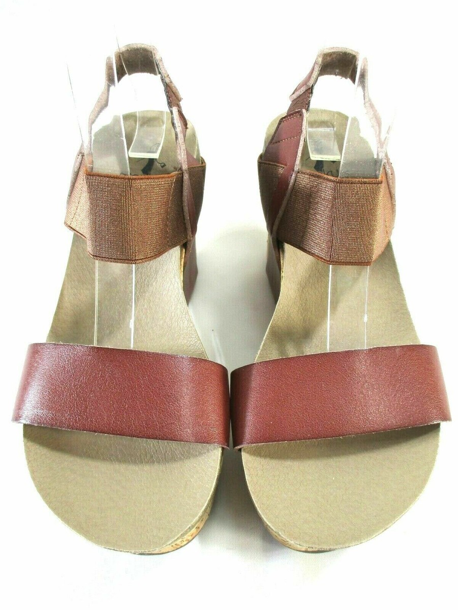 CORKYS Bandit Cork Wedge Platform Sandals Sz Copper Metallic