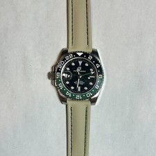 TAN/BEIGE High Quality Real Sailcloth Waterproof Watch Strap GREEN/BLACK Stitch