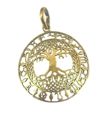 Tree Of Life Gold Tone Pendant With Roman Numerals Design