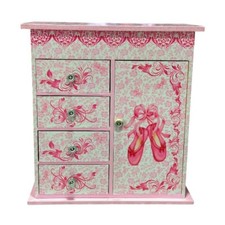 Musical Ballerina Upright Jewelry Box Pink Girls Large 9.75 Inches Tall Jakos