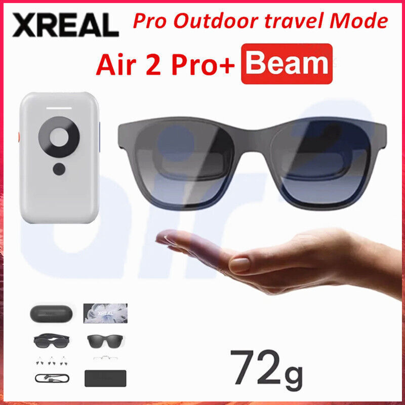 XREAL Air 2 Pro AR Glasses and Beam Bundle, The Ultimate Wearable Display  with 3-Level Immersion Control, Up to 330 IMAX Screen, Portable TV Box