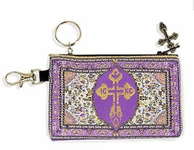 Byzantine Cross IC XC Tapestry Prayer Beads, Rosary, Keepsake Pouch Case Holder Purple 5 3 8 X4 Byzantine Cross IC XC Tapestry Prayer Beads, Rosary, Keepsake Pouch Case Holder Purple 5 3 8 X4