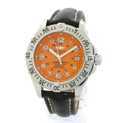 Breitling Super Ocean Automatico #A17360 Quadrante Arancione Sport Lunetta  42 mm #W13359-3 | eBay