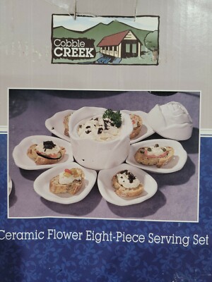 Ceramic Flower 8 Piece Serving Set Cobble Creek Vintage